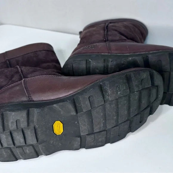 UGG Dark Brown Leather and Suede Winter Boots - Picture 5 of 10